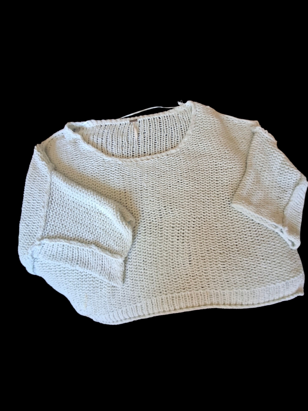 Free People Mint Green Open-Weave Crewneck Sweater